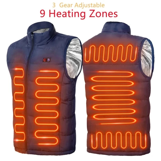 Chaleco calefactable de 9 zonas, chaqueta eléctrica calefactable para hombre y mujer
